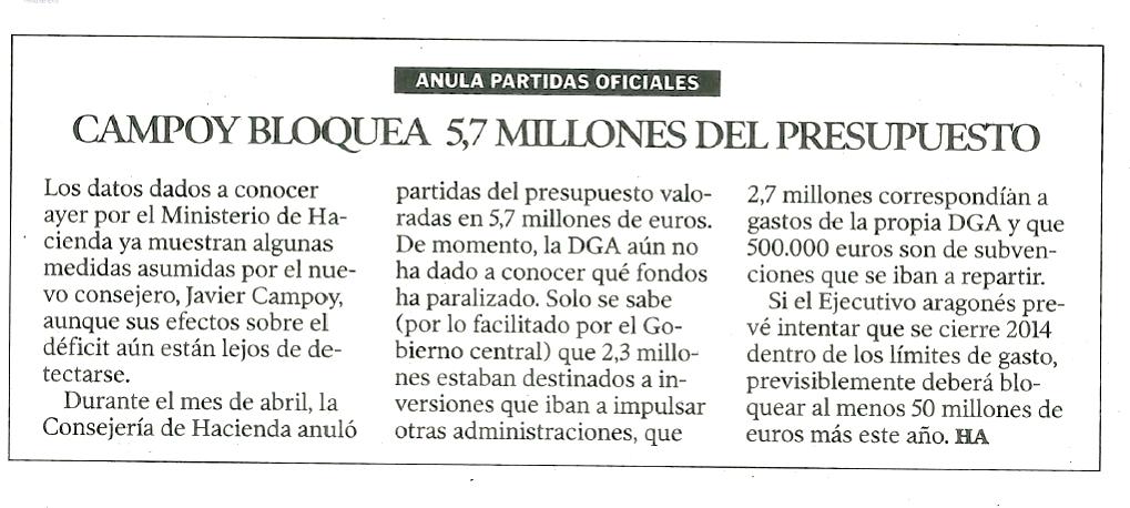 BLOQUEADOS 500000€ SUBVENCIONES DGA